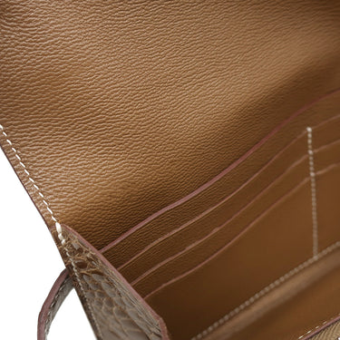 エルメス HERMES ケリーウォレット ロング タバックキャメル アリゲーター 長財布 シルバー金具 茶 クロコ