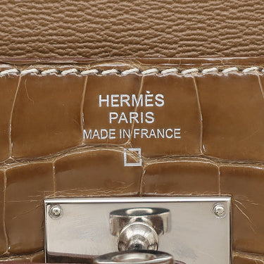 エルメス HERMES ケリーウォレット ロング タバックキャメル アリゲーター 長財布 シルバー金具 茶 クロコ
