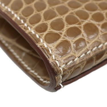 エルメス HERMES ケリーウォレット ロング タバックキャメル アリゲーター 長財布 シルバー金具 茶 クロコ