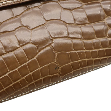 エルメス HERMES ケリーウォレット ロング タバックキャメル アリゲーター 長財布 シルバー金具 茶 クロコ