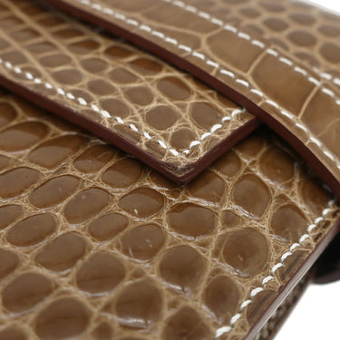 エルメス HERMES ケリーウォレット ロング タバックキャメル アリゲーター 長財布 シルバー金具 茶 クロコ