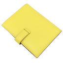 エルメス HERMES ベアンコンパクト ヴェルソ ライム×モーヴシルベストル ヴォーエプソン 二つ折り財布 シルバー金具 黄色 ピンク バイカラー