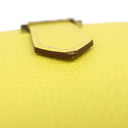 エルメス HERMES ベアンコンパクト ヴェルソ ライム×モーヴシルベストル ヴォーエプソン 二つ折り財布 シルバー金具 黄色 ピンク バイカラー