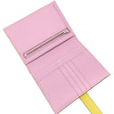 エルメス HERMES ベアンコンパクト ヴェルソ ライム×モーヴシルベストル ヴォーエプソン 二つ折り財布 シルバー金具 黄色 ピンク バイカラー