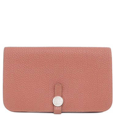 エルメス HERMES ドゴンデュオ ドゴンGM ロージー トゴ 長財布 マットシルバー金具