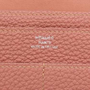 エルメス HERMES ドゴンデュオ ドゴンGM ロージー トゴ 長財布 マットシルバー金具