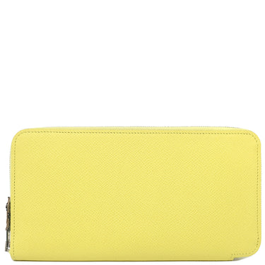 エルメス HERMES アザップロング シルクイン ライム ヴォーエプソン 長財布 シルバー金具 黄色 ラウンドファスナー