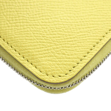 エルメス HERMES アザップロング シルクイン ライム ヴォーエプソン 長財布 シルバー金具 黄色 ラウンドファスナー