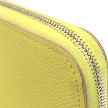 エルメス HERMES アザップロング シルクイン ライム ヴォーエプソン 長財布 シルバー金具 黄色 ラウンドファスナー