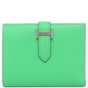 エルメス HERMES ベアンコンパクト ヴェルソ ヴェールコミック×ヴェールフィズ ヴォーエプソン 二つ折り財布 シルバー金具 緑 バイカラー