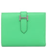 エルメス HERMES ベアンコンパクト ヴェルソ ヴェールコミック×ヴェールフィズ ヴォーエプソン 二つ折り財布 シルバー金具 緑 バイカラー