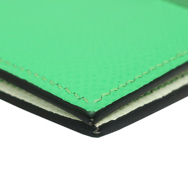 エルメス HERMES ベアンコンパクト ヴェルソ ヴェールコミック×ヴェールフィズ ヴォーエプソン 二つ折り財布 シルバー金具 緑 バイカラー