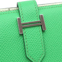 エルメス HERMES ベアンコンパクト ヴェルソ ヴェールコミック×ヴェールフィズ ヴォーエプソン 二つ折り財布 シルバー金具 緑 バイカラー
