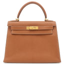 エルメス HERMES ケリー28 外縫い ゴールド シェーブル 2WAYバッグ ゴールド金具