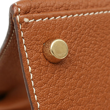 エルメス HERMES ケリー28 外縫い ゴールド シェーブル 2WAYバッグ ゴールド金具