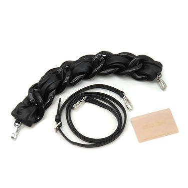 ミュウミュウ MIU MIU チェーン ハンドバッグ 5BH019 NERO エナメル レザー 2WAYバッグ シルバー金具 黒 ハンドバッグ ショルダー