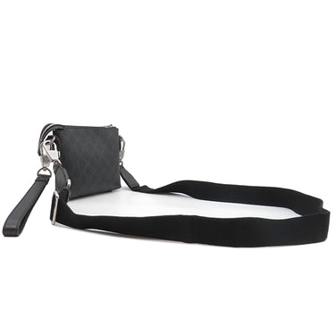 グッチ GUCCI インターロッキングG 723306 ブラック GGスプリームキャンバス レザー 2WAYバッグ シルバー金具 黒 ショルダー クラッチ ポーチ