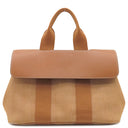 エルメス HERMES ヴァルパライソ PM ゴールド トワルシェブロン スイフト ハンドバッグ シルバー金具 茶