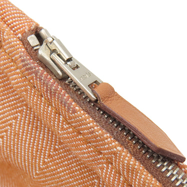 エルメス HERMES ヴァルパライソ PM ゴールド トワルシェブロン スイフト ハンドバッグ シルバー金具 茶