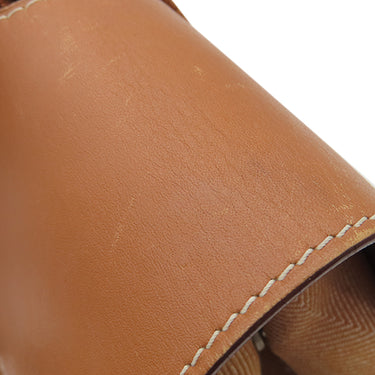 エルメス HERMES ヴァルパライソ PM ゴールド トワルシェブロン スイフト ハンドバッグ シルバー金具 茶