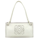 ロエベ LOEWE アナグラム ロゴ ホワイト レザー ショルダーバッグ シルバー金具 白