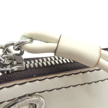 ロエベ LOEWE アナグラム ロゴ ホワイト レザー ショルダーバッグ シルバー金具 白
