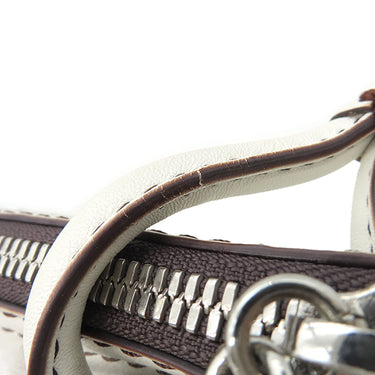 ロエベ LOEWE アナグラム ロゴ ホワイト レザー ショルダーバッグ シルバー金具 白