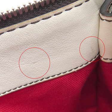 ロエベ LOEWE アナグラム ロゴ ホワイト レザー ショルダーバッグ シルバー金具 白