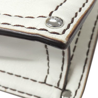 ロエベ LOEWE アナグラム ロゴ ホワイト レザー ショルダーバッグ シルバー金具 白