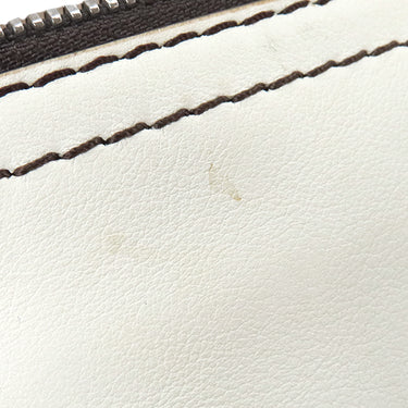 ロエベ LOEWE アナグラム ロゴ ホワイト レザー ショルダーバッグ シルバー金具 白