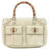 グッチ GUCCI バンブー ハンドバッグ 137381 アイボリー レザー バンブー ハンドバッグ ゴールド金具 スタッズ Wポケット