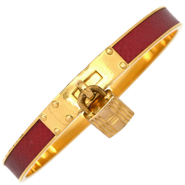 エルメス HERMES ケリー バングル レッド×ゴールド メタル ヴォーエプソン バングル ゴールド金具 赤 カデナチャーム