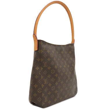 ルイヴィトン LOUIS VUITTON ルーピングGM M51145 モノグラム モノグラムキャンバス ショルダーバッグ ゴールド金具 茶 肩掛け トート