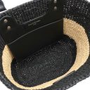 バレンシアガ BALENCIAGA パニエ XS 466498 ブラック×ベージュ ラフィア カーフ トートバッグ ガンメタル金具 カゴハンドバッグ