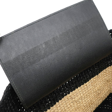 バレンシアガ BALENCIAGA パニエ XS 466498 ブラック×ベージュ ラフィア カーフ トートバッグ ガンメタル金具 カゴハンドバッグ