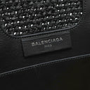 バレンシアガ BALENCIAGA パニエ XS 466498 ブラック×ベージュ ラフィア カーフ トートバッグ ガンメタル金具 カゴハンドバッグ