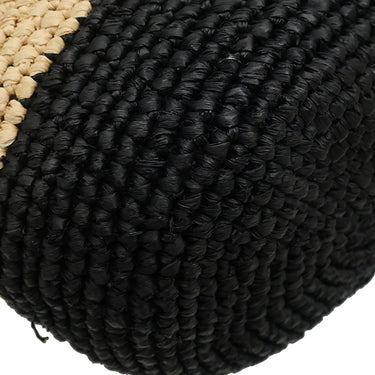 バレンシアガ BALENCIAGA パニエ XS 466498 ブラック×ベージュ ラフィア カーフ トートバッグ ガンメタル金具 カゴハンドバッグ