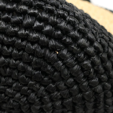 バレンシアガ BALENCIAGA パニエ XS 466498 ブラック×ベージュ ラフィア カーフ トートバッグ ガンメタル金具 カゴハンドバッグ