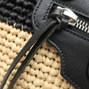バレンシアガ BALENCIAGA パニエ XS 466498 ブラック×ベージュ ラフィア カーフ トートバッグ ガンメタル金具 カゴハンドバッグ