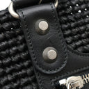 バレンシアガ BALENCIAGA パニエ XS 466498 ブラック×ベージュ ラフィア カーフ トートバッグ ガンメタル金具 カゴハンドバッグ