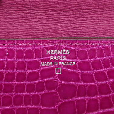 エルメス HERMES クリック16 ローズシェヘラザード アリゲーター ショルダーバッグ シルバー金具 クロコ