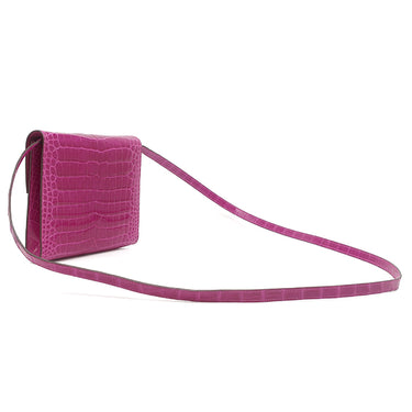 エルメス HERMES クリック16 ローズシェヘラザード アリゲーター ショルダーバッグ シルバー金具 クロコ