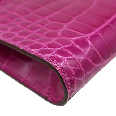 エルメス HERMES クリック16 ローズシェヘラザード アリゲーター ショルダーバッグ シルバー金具 クロコ