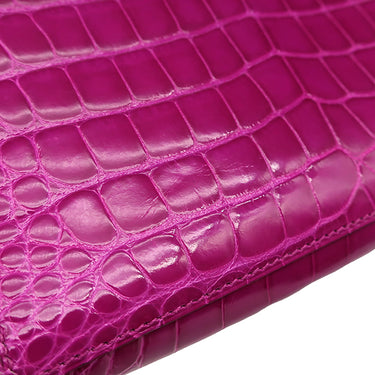 エルメス HERMES クリック16 ローズシェヘラザード アリゲーター ショルダーバッグ シルバー金具 クロコ