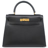エルメス HERMES ケリー28 外縫い ブラック アルデンヌ 2WAYバッグ ゴールド金具 黒 ショルダー