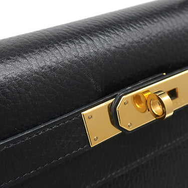 エルメス HERMES ケリー28 外縫い ブラック アルデンヌ 2WAYバッグ ゴールド金具 黒 ショルダー