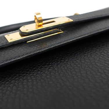 エルメス HERMES ケリー28 外縫い ブラック アルデンヌ 2WAYバッグ ゴールド金具 黒 ショルダー