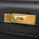 エルメス HERMES ケリー28 外縫い ブラック アルデンヌ 2WAYバッグ ゴールド金具 黒 ショルダー