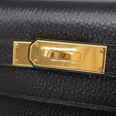エルメス HERMES ケリー28 外縫い ブラック アルデンヌ 2WAYバッグ ゴールド金具 黒 ショルダー