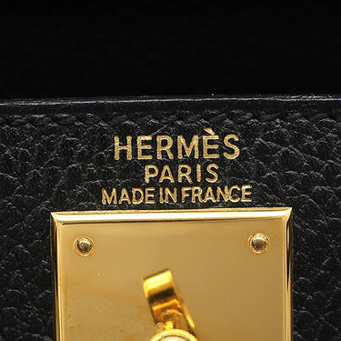 エルメス HERMES ケリー28 外縫い ブラック アルデンヌ 2WAYバッグ ゴールド金具 黒 ショルダー